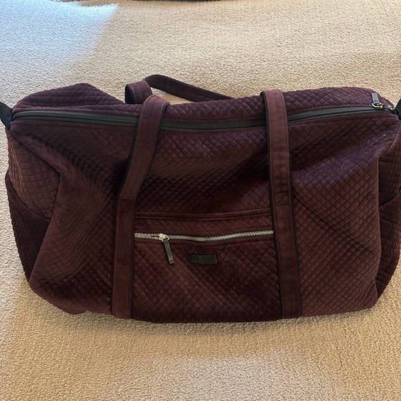 Vera Bradley Iconic Large Travel Duffel in Chocolate Raisin/Mulled Wine - Picture 1 of 6